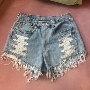 Distressed Indie Sleaze Levi Jean Shorts